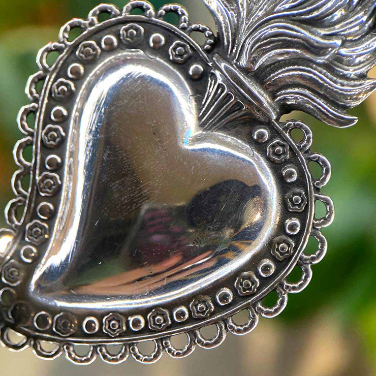 Collana con ciondolo a forma di cuore sacro di Gesù – Collana da uomo in argento sterling 925 con ciondolo a forma di cuore sacro, Argento sterling Collana con ciondolo a forma di cuore sacro di Gesù – Collana da uomo in argento sterling 925 con ciondolo a forma di cuore sacro, Argento sterling